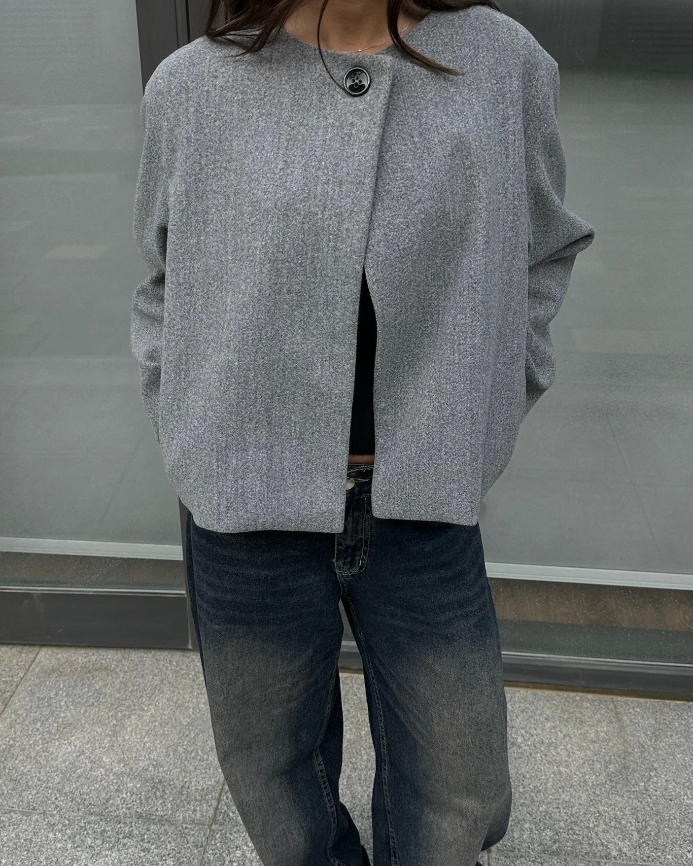 Asymmetria Stone Wool Jacket